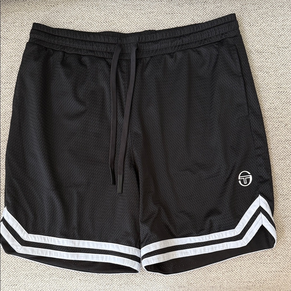 Sergio Tacchini Black and White Athletic Shorts